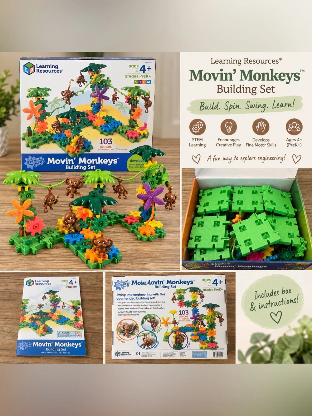 Learning Resources Gears! Gears! Gears! Movin’ Monkeys Building Set 🐒🌴